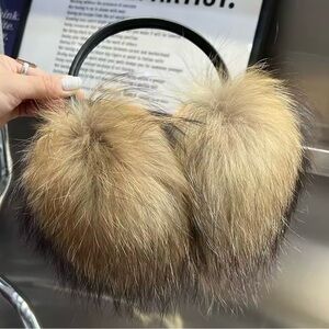 New Style Luxury Ladies Fox Fur Earmuffs Winter Women Warm Real Fox Fur Earmuffs